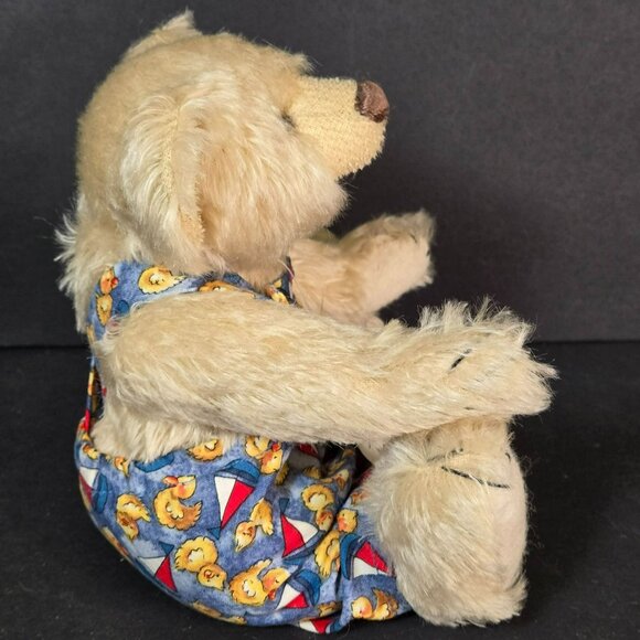 Deb Canham BIGger Bear "Beau" 10" Blonde Mohair Overalls Ducks Boats LE 54/500 - Picture 4 of 11